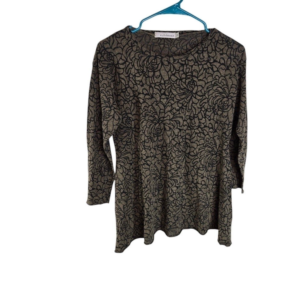 Cut Loose brown burnout floral tunic top